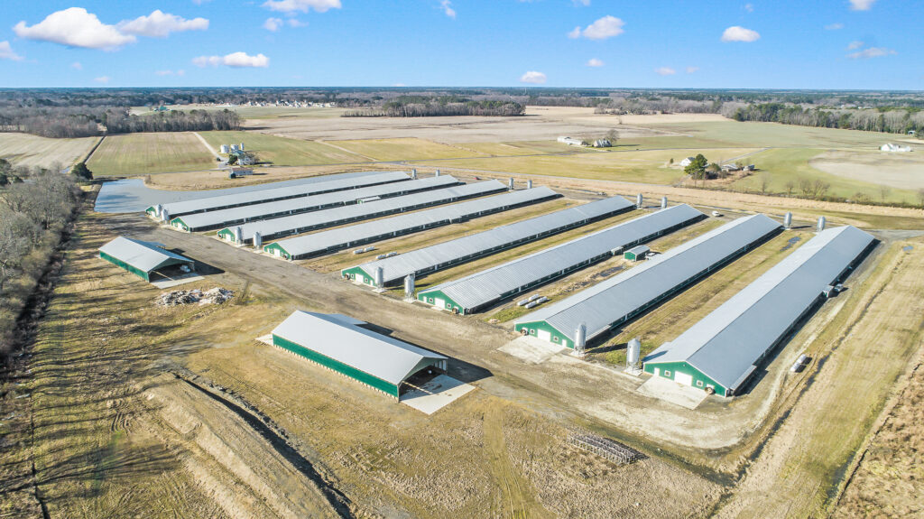 an aerial view of a large industrial area