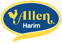 a blue and yellow sign that says allen harim
