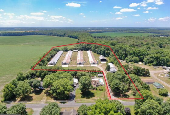 an aerial view of a vacant lot in a rural area